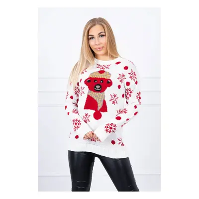 Christmas sweater with bear ecru