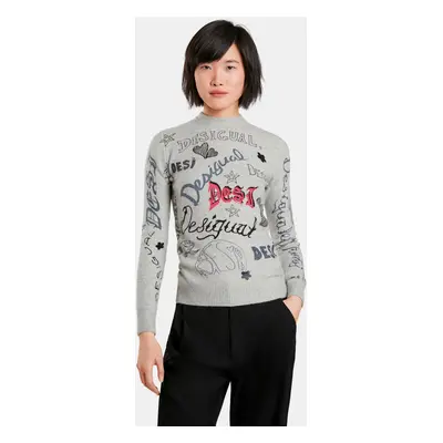 Grey women's patterned sweater Desigual Paloma - Women