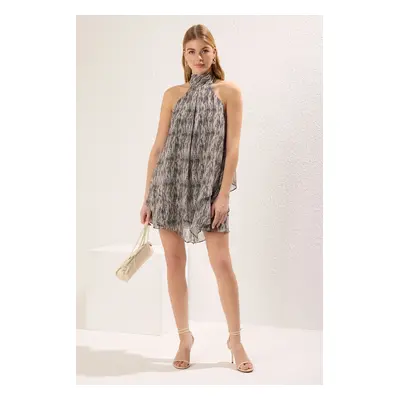 Trendyol Limited Edition Gray Layered Skirted Chiffon Lined Mini Woven Dress