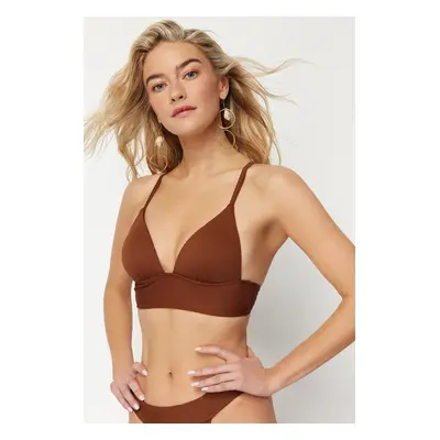 Trendyol Brown Triangle Push Up Textured Bikini Top