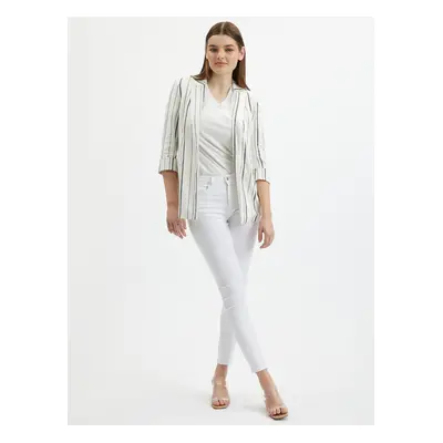 Orsay White Ladies Striped Linen Jacket - Women