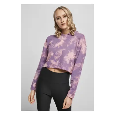 Women's Oversized Short Bleached Sweatshirt Grey-Purple