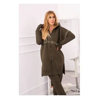 Insulated set with a long sweatshirt in khaki color