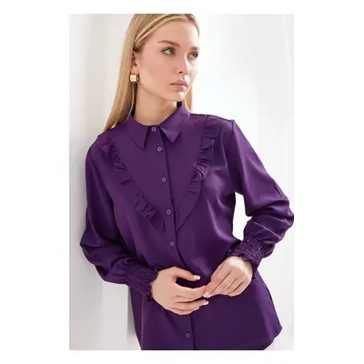 Bigdart Ruffled Long Sleeve Shirt - Purple