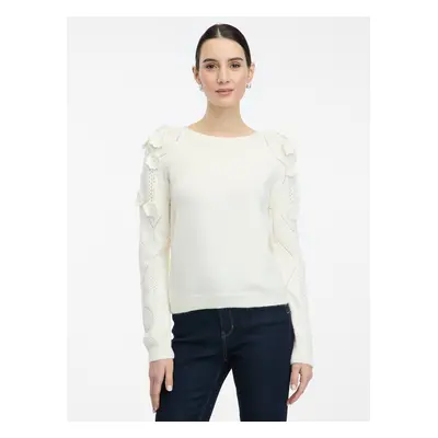 Cream women's sweater with floral application ORSAY - Women