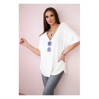 Kesi Włoski V-neck sweater blouse ecru