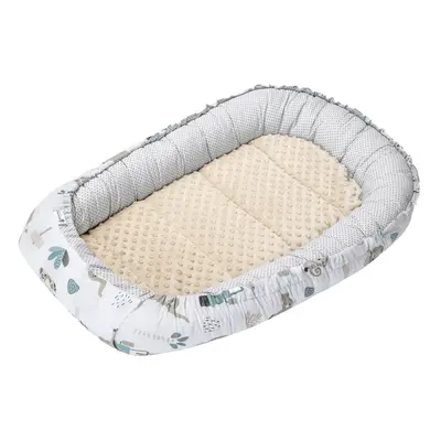 Medi Partners Baby cocoon/nest – Mint Zoo + beige Minky