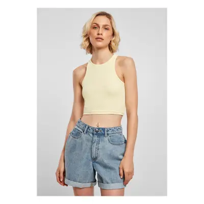 Women's T-Shirt Cropped Rib Top Soft Yellow