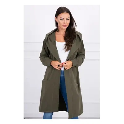 Oversize khaki cape with hood