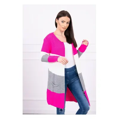 Cardigan sweater on straps pink neon+ecru