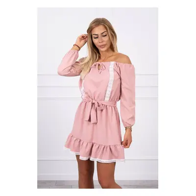 Kesi Off-the-shoulder dress and lace powder pink