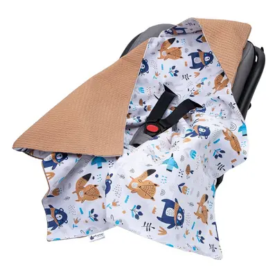 Medi Partners Baby carrier wrap – blanket with hood cm – Wafel – Boho Animals + brown Wafel