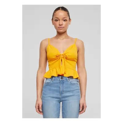 Women's top Waffle Pique Ruffle mango