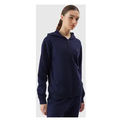 Women's Sweatshirt Zipped Up Hoodie 4F - Navy Blue