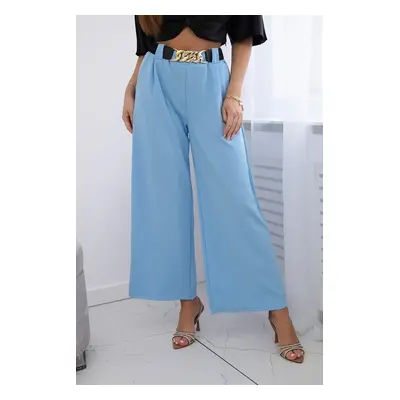 Wide-leg viscose trousers in blue