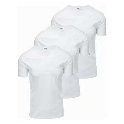 Ombre Set of men's cotton V-neck BASIC shirts - 3x white