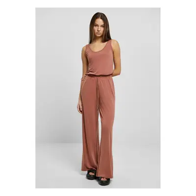 Women's terracotta modal long-sleeved jumpsuit