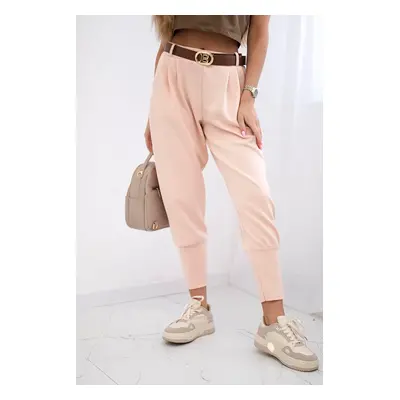 Kesi Włoski Pants with belt and pockets buttery-fabric apricot