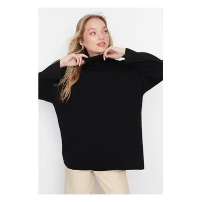 Trendyol Black Wide Fit Basic Knitwear Sweater