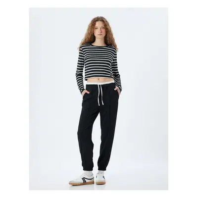 Koton Jogger Pants Ribbed Double Waist Detailed Lace-Up Comfortable Pattern