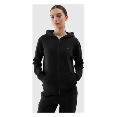 Women's Sweatshirt Zipped Hoodie 4F - Black