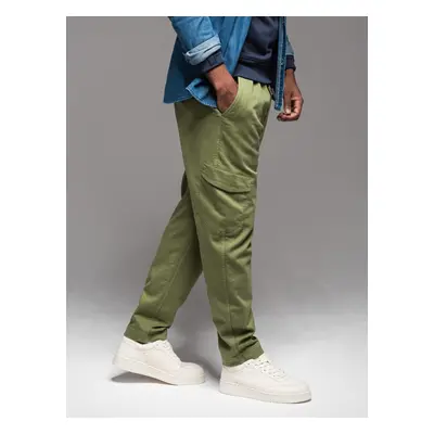 Ombre Men's knit joggers with cargo pockets - olive