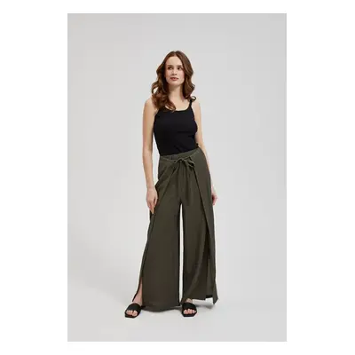 Women's wide trousers with elastic waistband MOODO - olive