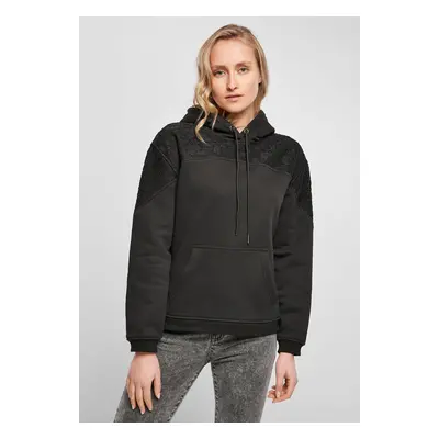 Women's hooded lace insert black