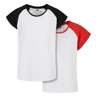 Girls' Contrasting Raglan T-Shirt 2-Pack White/Hugered+White/Black