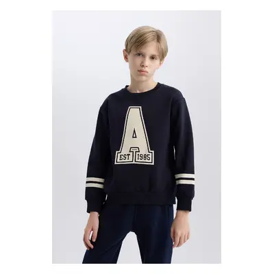 DEFACTO Boy's Crew Neck Printed Sweatshirt