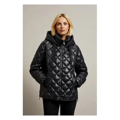 Women's quilted jacket with hood MOODO - black