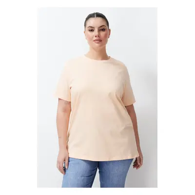 Trendyol Curve Pink Slit And Gathered Detail Boyfriend Knitted T-shirt