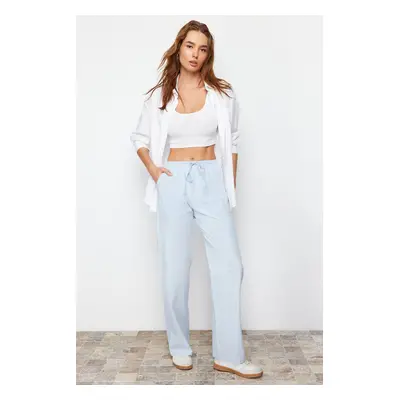 Trendyol Light Blue Elastic Waist Chambre High Waist Wide Leg Jeans