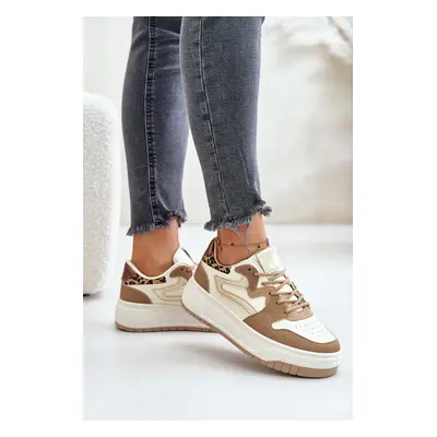 Women's sneakers made of eco-leather on a platform leopard beige Henizore