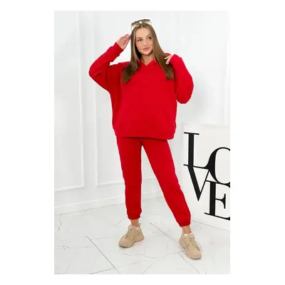 Insulated cotton set, sweatshirt + trousers Brooklyn red