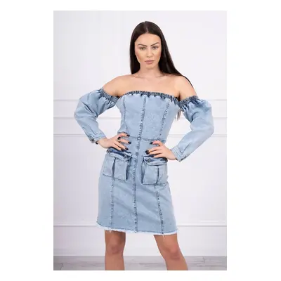 marka niezdefiniowana Off-the-shoulder stretch denim dress S/M-L/XL