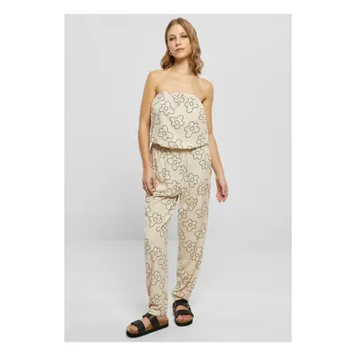 Women's Bandeau viscose jumpsuit with seagrass flower