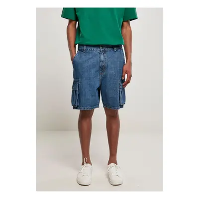 Organic Denim Cargo Shorts washed in indigo