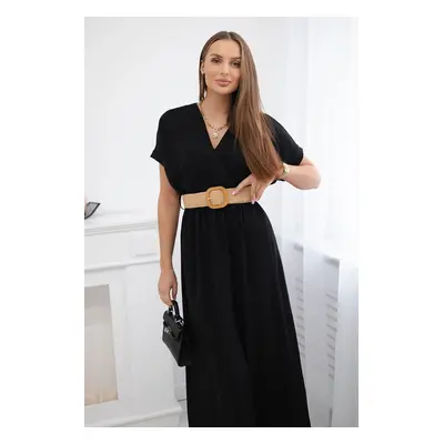 Kesi Włoski Long dress with a decorative belt black