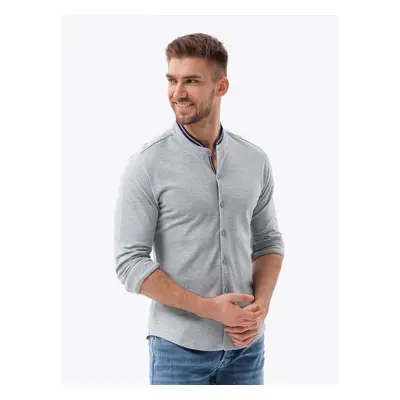 Ombre Men's cotton SLIM FIT shirt with collared collared shirt - grey