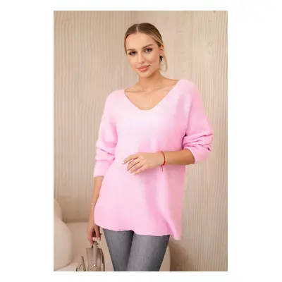 Kesi Włoski V-neck sweater candy pink