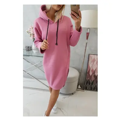 Dress with a hood and a slit on the side pink