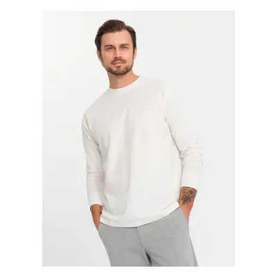 Ombre Men's cotton LOOSE FIT longsleeve with round neckline - cream