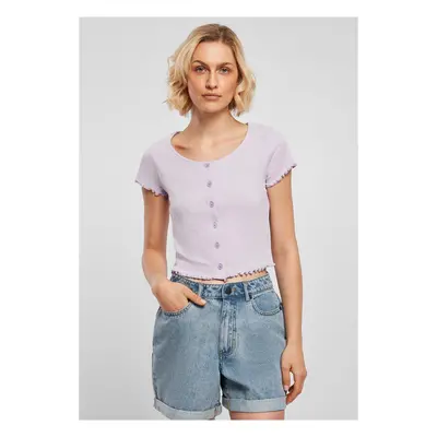 Women's T-shirt with button fastening in lilac