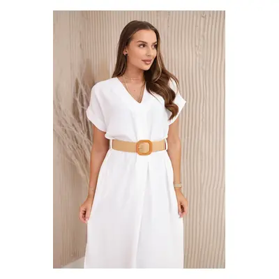 Kesi Włoski Dress with a decorative belt Off-white