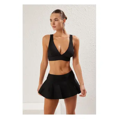 Trendyol Black Regular Waist Skirted Regular Bikini Bottom