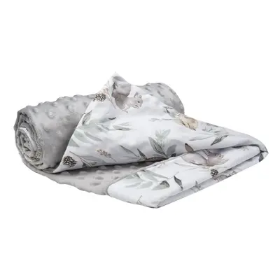 Medi Partners Blanket cotton + minky – deer in leaves + gray minky