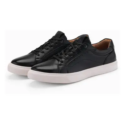 Ombre Men's eco leather sneakers shoes - black