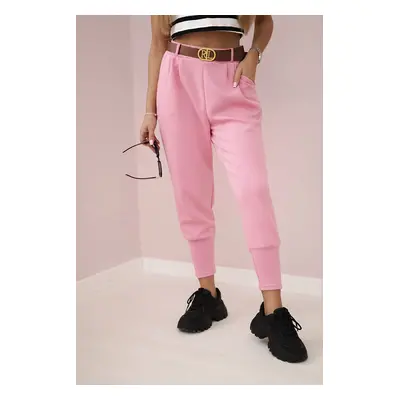 Kesi Włoski Pants with belt and pockets buttery-fabric pink