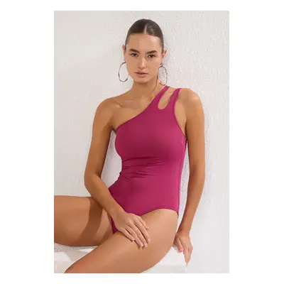 Trendyol Plum One Shoulder Swimsuit